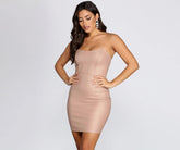 Sleeveless Faux Leather Scoop Mini Dress